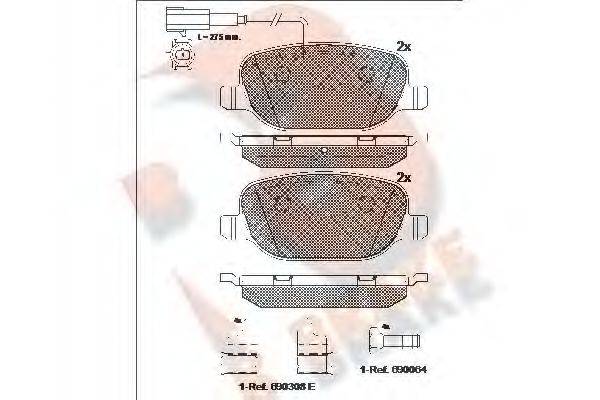 Комплект гальмівних колодок, дискове гальмо R BRAKE RB1996-203