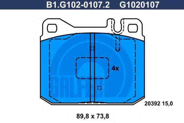 Комплект гальмівних колодок, дискове гальмо GALFER B1.G102-0107.2