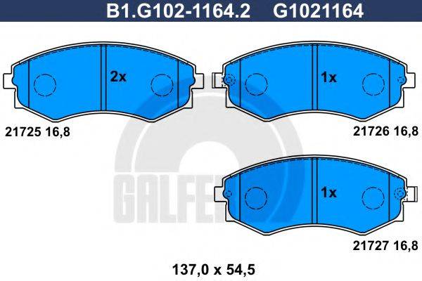 Комплект гальмівних колодок, дискове гальмо GALFER B1.G102-1164.2
