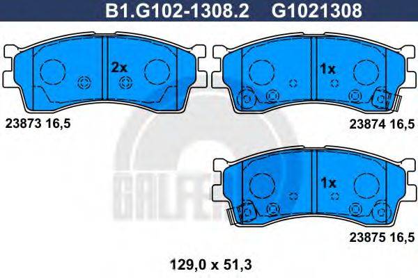 GALFER B1G10213082 Комплект гальмівних колодок, дискове гальмо