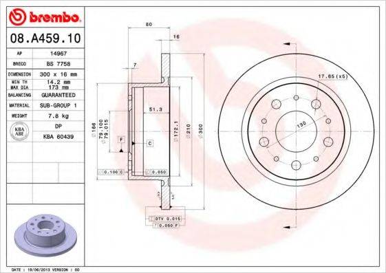 гальмівний диск BREMBO 08.A459.10
