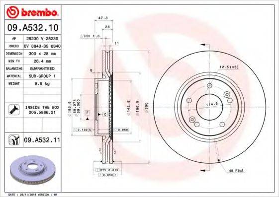 гальмівний диск BREMBO 09.A532.11