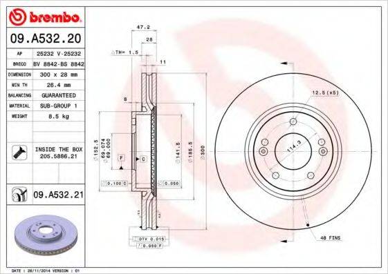 гальмівний диск BREMBO 09.A532.21