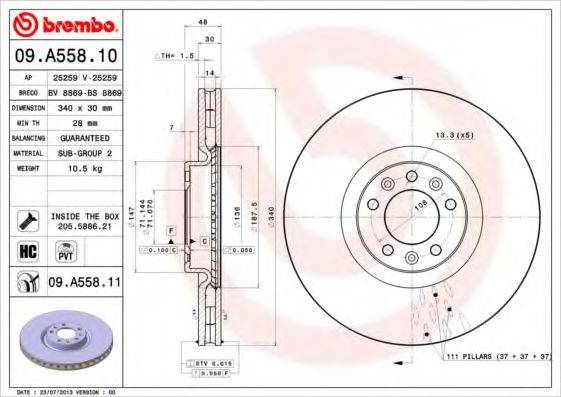 BREMBO 09A55811 гальмівний диск