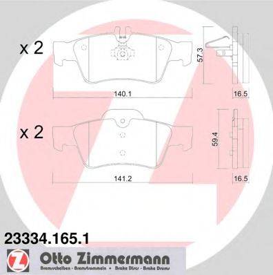 Комплект гальмівних колодок, дискове гальмо ZIMMERMANN 23334.165.1