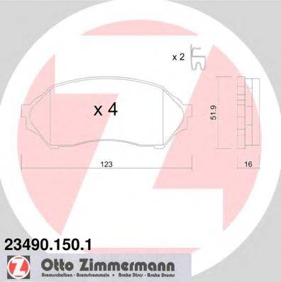 Комплект гальмівних колодок, дискове гальмо ZIMMERMANN 23490.150.1