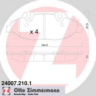 Комплект гальмівних колодок, дискове гальмо ZIMMERMANN 24007.210.1