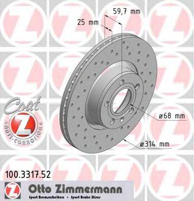 гальмівний диск ZIMMERMANN 100.3317.52