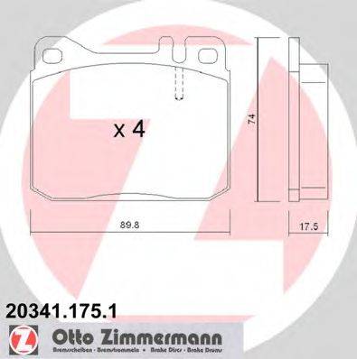 Комплект гальмівних колодок, дискове гальмо ZIMMERMANN 20341.175.1