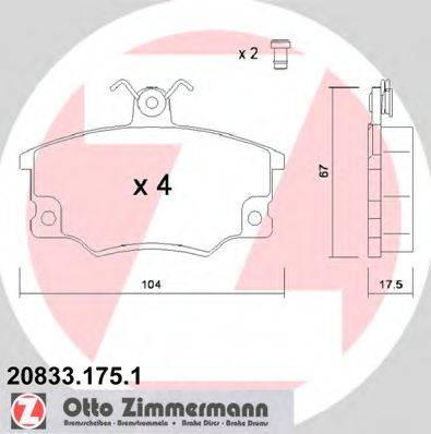 Комплект гальмівних колодок, дискове гальмо ZIMMERMANN 20833.175.1