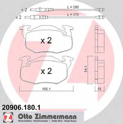 Комплект гальмівних колодок, дискове гальмо ZIMMERMANN 20906.180.1