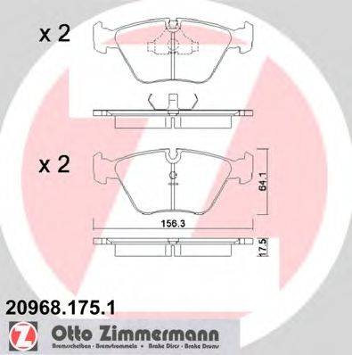Комплект гальмівних колодок, дискове гальмо ZIMMERMANN 20968.175.1