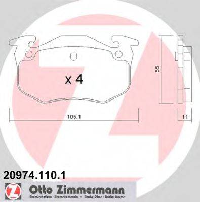 Комплект гальмівних колодок, дискове гальмо ZIMMERMANN 20974.110.1
