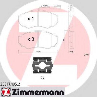 Комплект гальмівних колодок, дискове гальмо ZIMMERMANN 23917.195.2