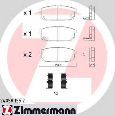 Комплект гальмівних колодок, дискове гальмо ZIMMERMANN 24058.155.2