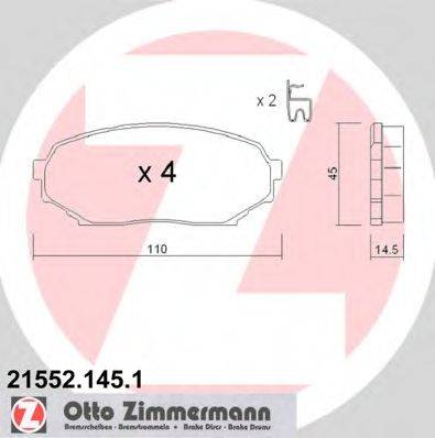 Комплект гальмівних колодок, дискове гальмо ZIMMERMANN 21552.145.1
