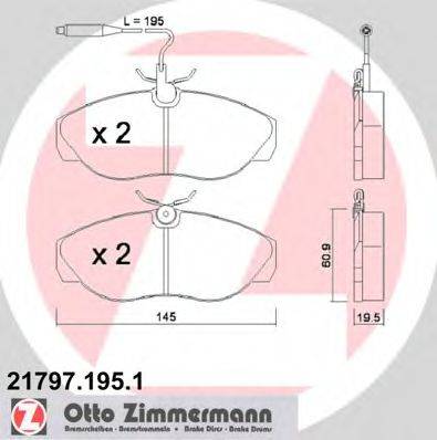 Комплект гальмівних колодок, дискове гальмо ZIMMERMANN 21797.195.1