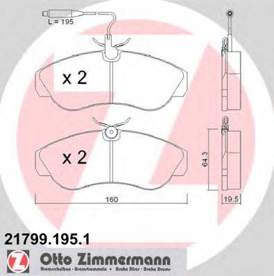 Комплект гальмівних колодок, дискове гальмо ZIMMERMANN 21799.195.1