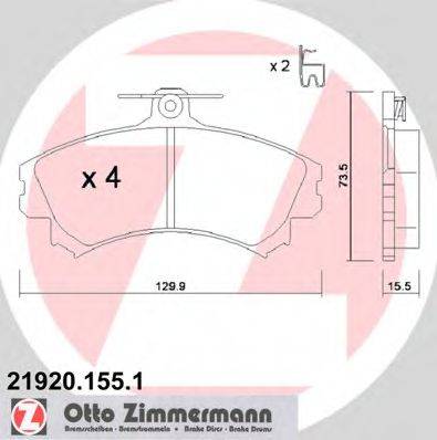 Комплект гальмівних колодок, дискове гальмо ZIMMERMANN 21920.155.1