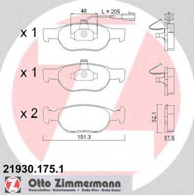 Комплект гальмівних колодок, дискове гальмо ZIMMERMANN 21930.175.1