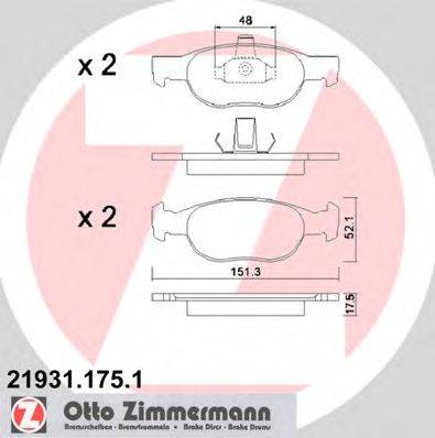 Комплект гальмівних колодок, дискове гальмо ZIMMERMANN 21931.175.1