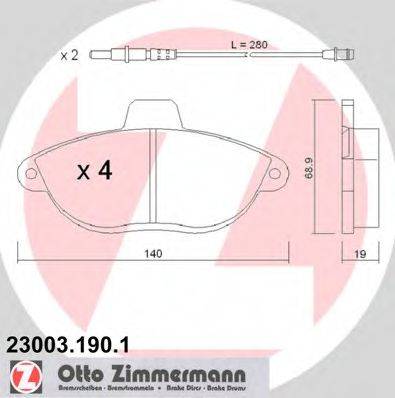ZIMMERMANN 230031901 Комплект гальмівних колодок, дискове гальмо