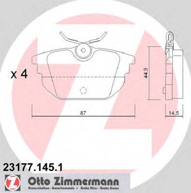 Комплект гальмівних колодок, дискове гальмо ZIMMERMANN 23177.145.1