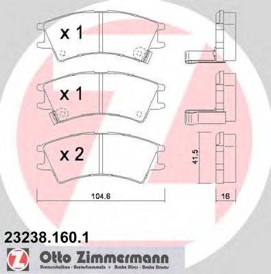 Комплект гальмівних колодок, дискове гальмо ZIMMERMANN 23238.160.1