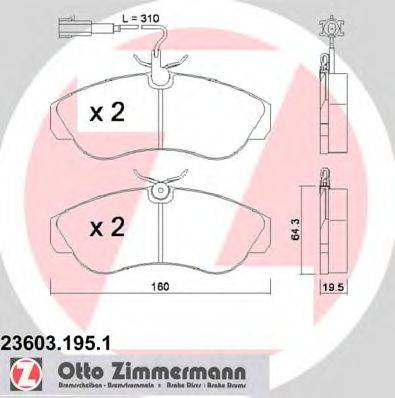 Комплект гальмівних колодок, дискове гальмо ZIMMERMANN 23603.195.1