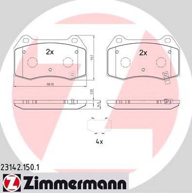 Комплект гальмівних колодок, дискове гальмо ZIMMERMANN 23142.150.1