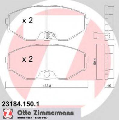 ZIMMERMANN 231841501 Комплект гальмівних колодок, дискове гальмо