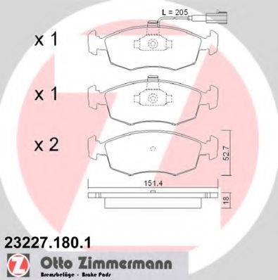 ZIMMERMANN 232271801 Комплект гальмівних колодок, дискове гальмо