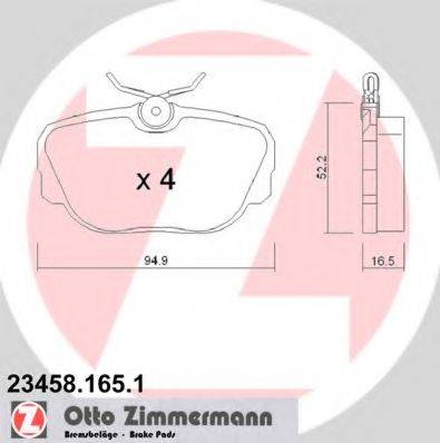 Комплект гальмівних колодок, дискове гальмо ZIMMERMANN 23458.165.1