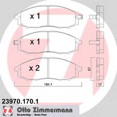 Комплект гальмівних колодок, дискове гальмо ZIMMERMANN 23970.170.1