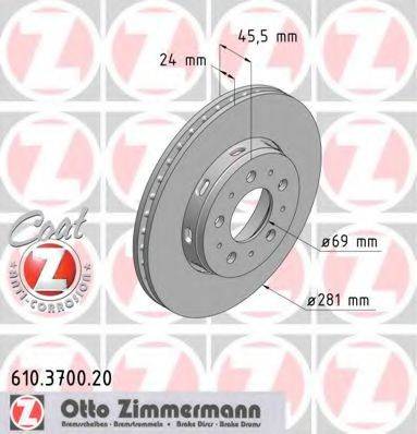 гальмівний диск ZIMMERMANN 610.3700.20