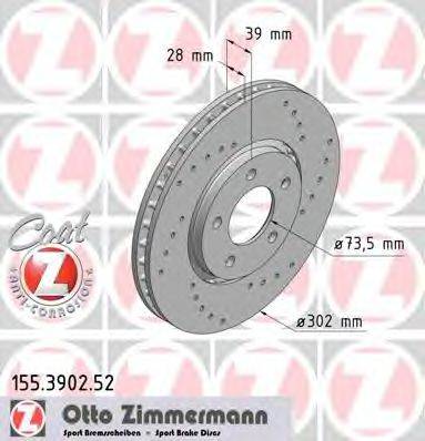 гальмівний диск ZIMMERMANN 155.3902.52