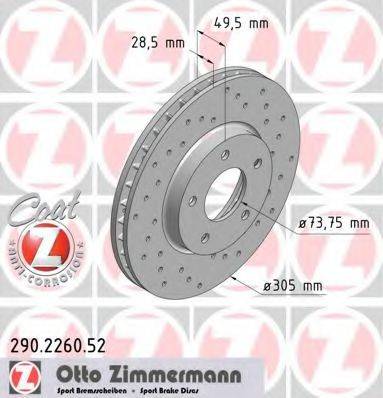 гальмівний диск ZIMMERMANN 290.2260.52