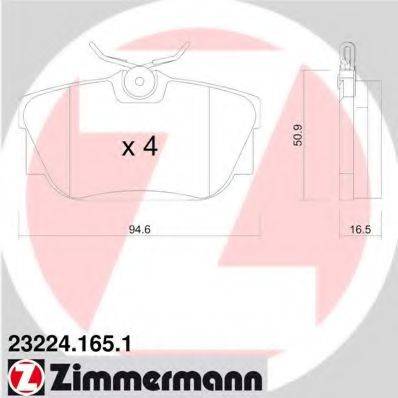 Комплект гальмівних колодок, дискове гальмо ZIMMERMANN 23224.165.1