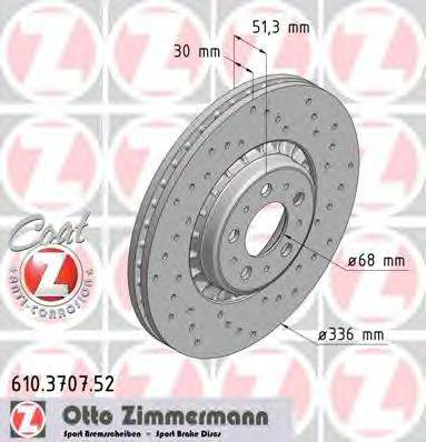 гальмівний диск ZIMMERMANN 610.3707.52