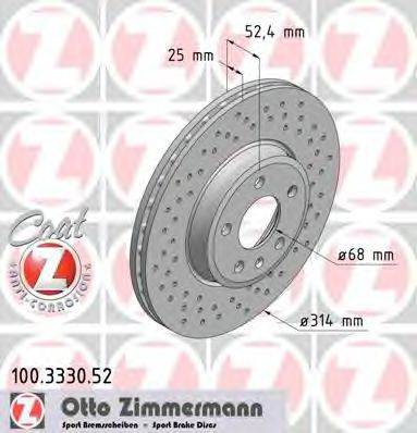 гальмівний диск ZIMMERMANN 100.3330.52