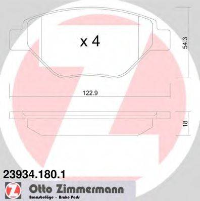 Комплект гальмівних колодок, дискове гальмо ZIMMERMANN 23934.180.1