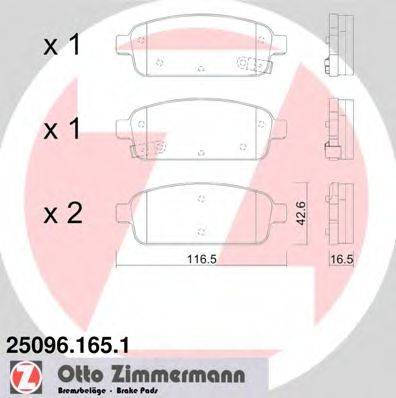 Комплект гальмівних колодок, дискове гальмо ZIMMERMANN 25096.165.1