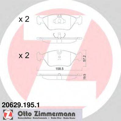 Комплект гальмівних колодок, дискове гальмо ZIMMERMANN 20629.195.1