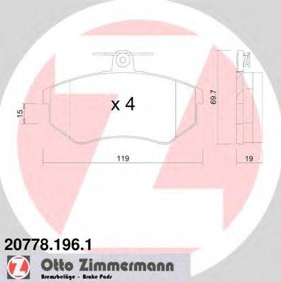 ZIMMERMANN 207781961 Комплект гальмівних колодок, дискове гальмо