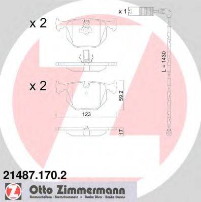 Комплект гальмівних колодок, дискове гальмо ZIMMERMANN 21487.170.2