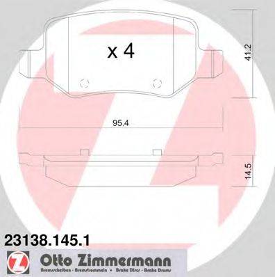 Комплект гальмівних колодок, дискове гальмо ZIMMERMANN 23138.145.1