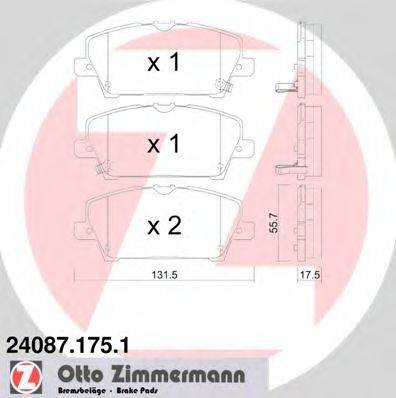 Комплект гальмівних колодок, дискове гальмо ZIMMERMANN 24087.175.1