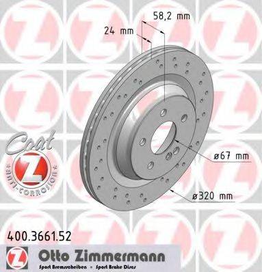 гальмівний диск ZIMMERMANN 400.3661.52