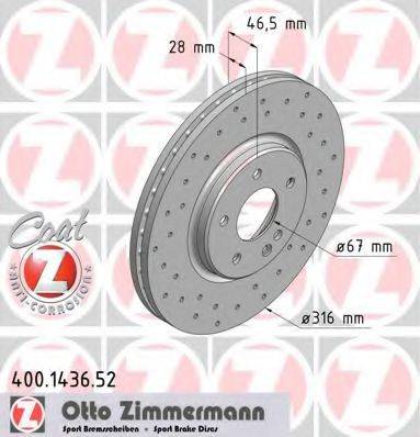 гальмівний диск ZIMMERMANN 400.1436.52