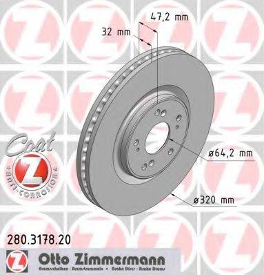гальмівний диск ZIMMERMANN 280.3178.20